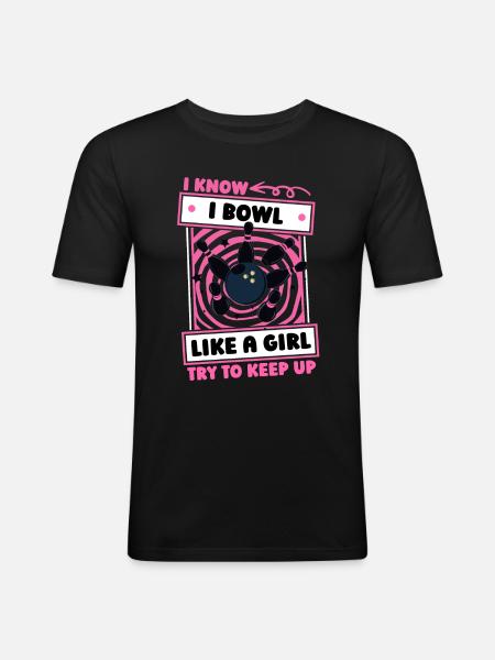 Bowling Bowlen Bowler Mädchen - Männer Slim Fit T-Shirt - Schwarz