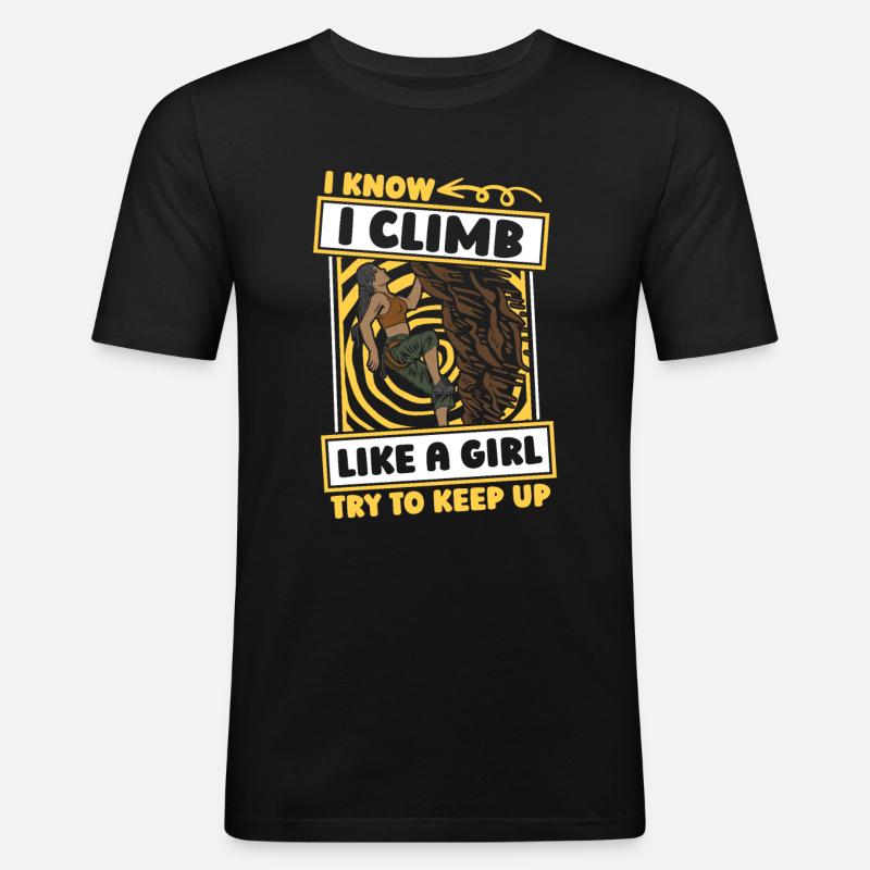 Klettern Kletterer Mädchen - Männer Slim Fit T-Shirt - Schwarz