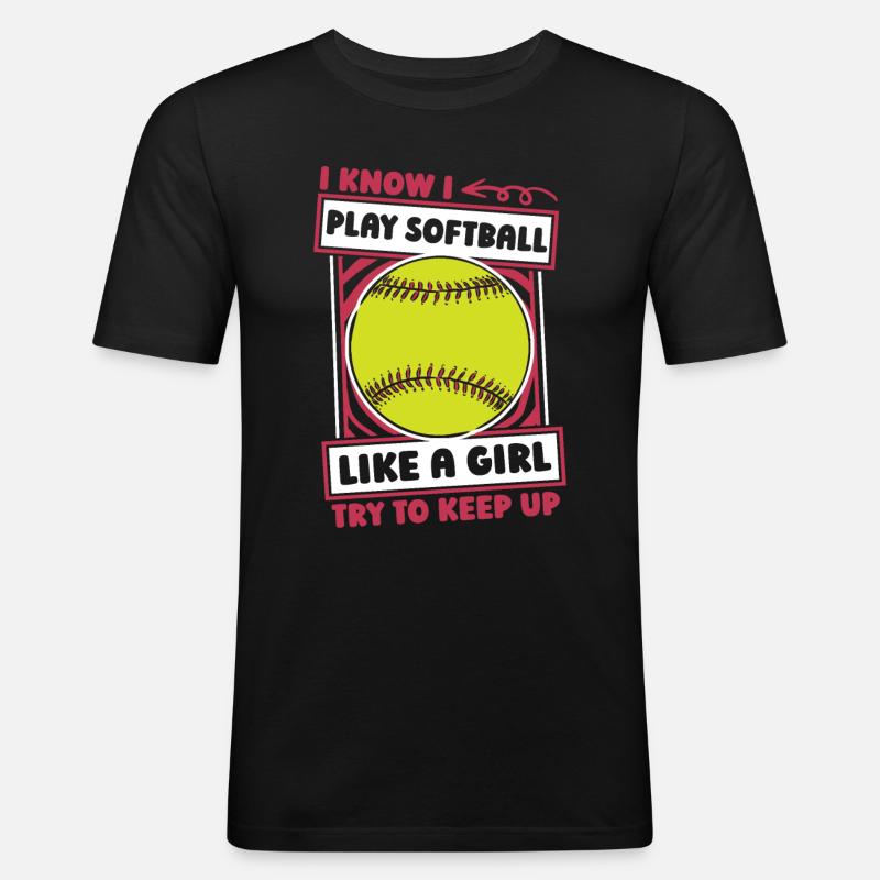 Softball Witzig - Männer Slim Fit T-Shirt - Schwarz