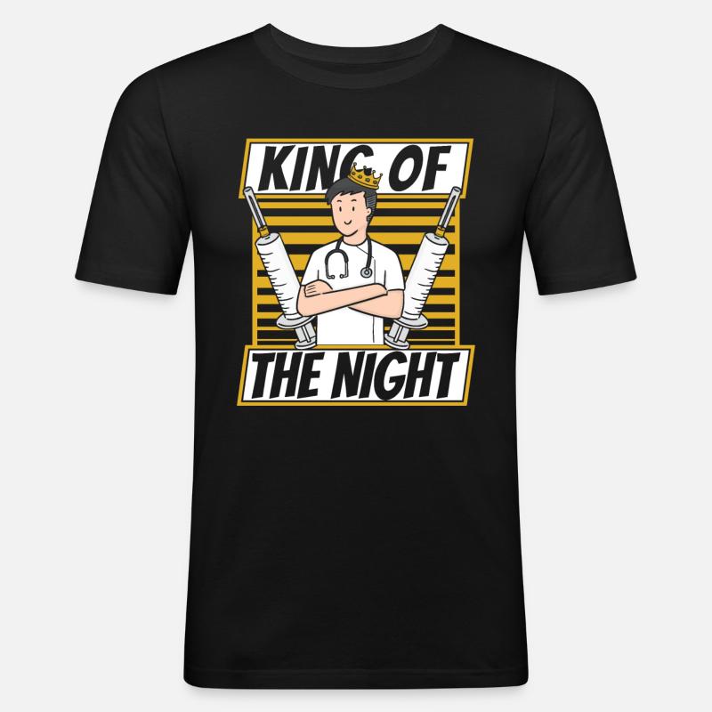 Krankenschwester Spritzen - Männer Slim Fit T-Shirt - Schwarz