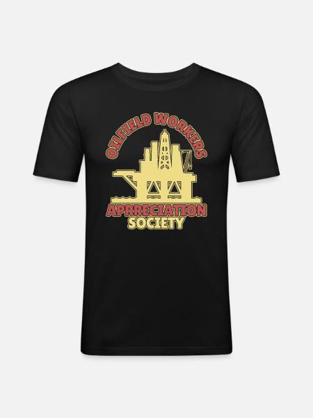 Ölfeld Bohrinsel - Männer Slim Fit T-Shirt - Schwarz