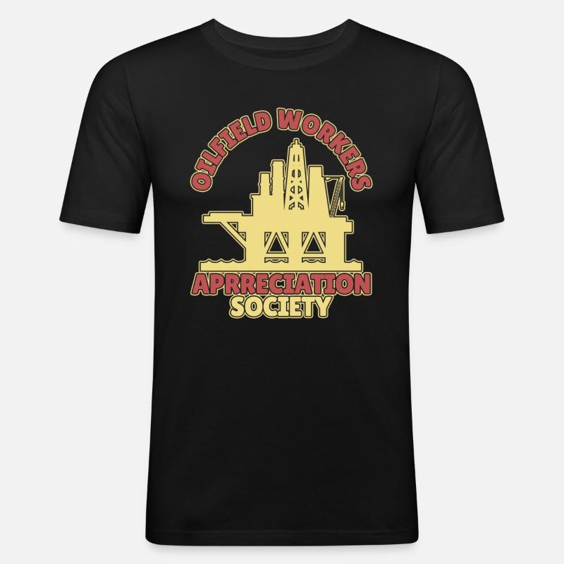 Ölfeld Bohrinsel - Männer Slim Fit T-Shirt - Schwarz