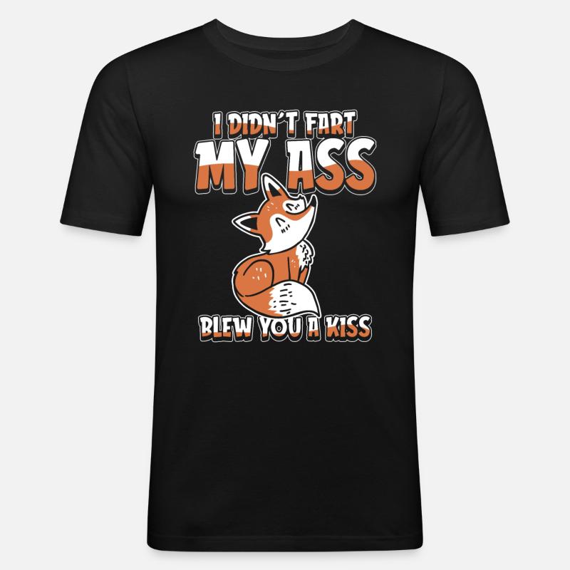 Fuchs Lustig - Männer Slim Fit T-Shirt - Schwarz