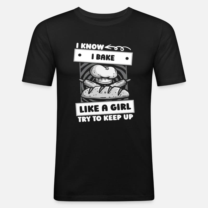 Backen Bäcker Bäckerei Mädchen - Männer Slim Fit T-Shirt - Schwarz