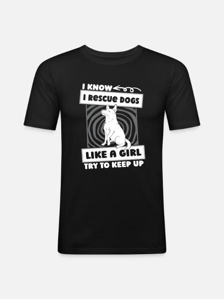 Hund Rettungshund Mädchen - Männer Slim Fit T-Shirt - Schwarz
