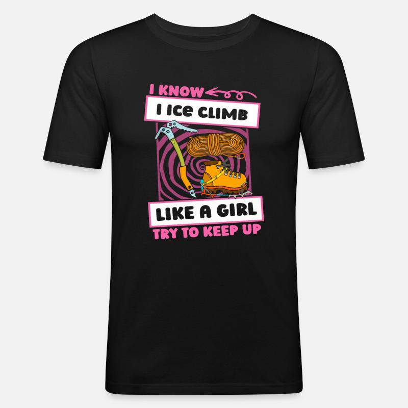 Eisklettern Mädchen - Männer Slim Fit T-Shirt - Schwarz