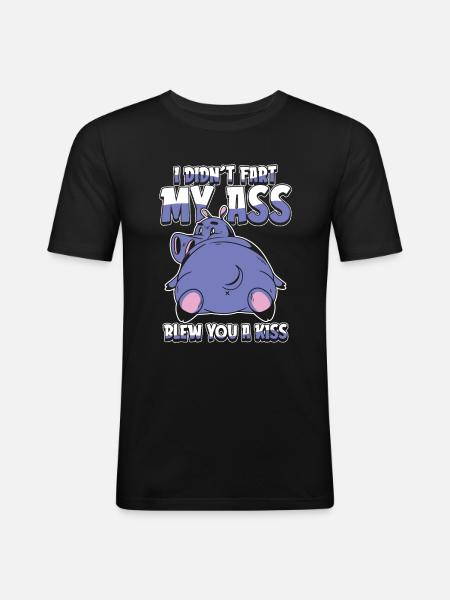 Nilpferd Flusspferd Witzig - Männer Slim Fit T-Shirt - Schwarz