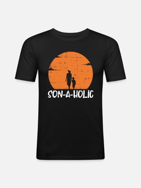 Maman Mère Fils - T-shirt près du corps Homme - noir