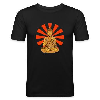 Bouddha bouddhiste Bouddha Zen Bouddha - T-shirt près du corps Homme - noir - Devant - Nik (191cm)