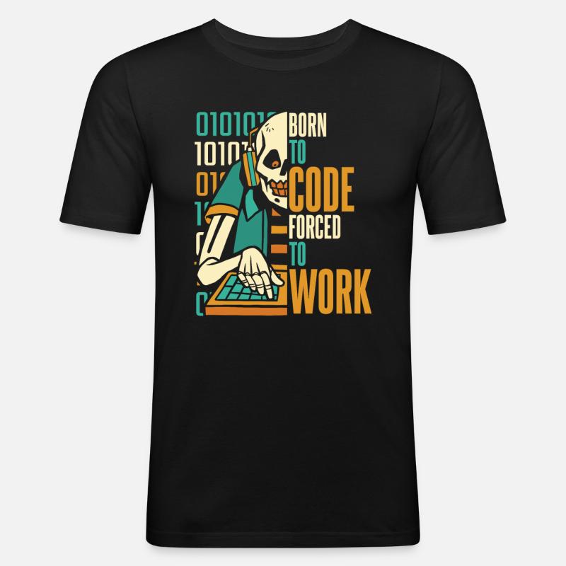 Entwickler Coder Programmierer Schädel - Männer Slim Fit T-Shirt - Schwarz