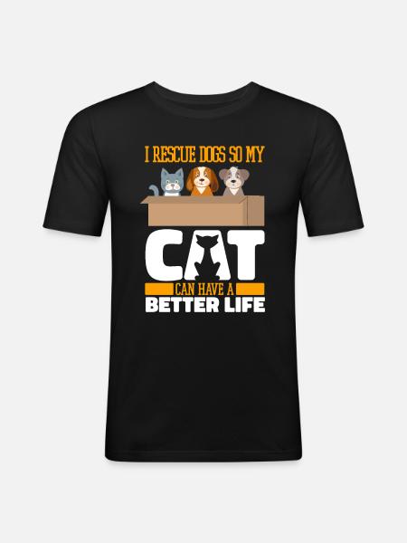 Dog Rescue Dog Cat - Men's Slim Fit T-Shirt - black