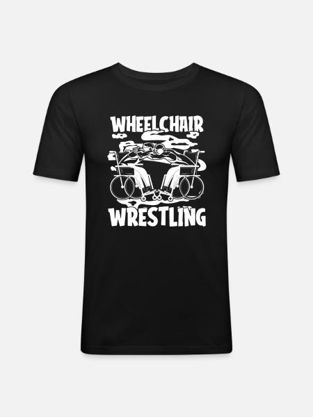 Wrestling Wrestler wheelchair - Men's Slim Fit T-Shirt - black