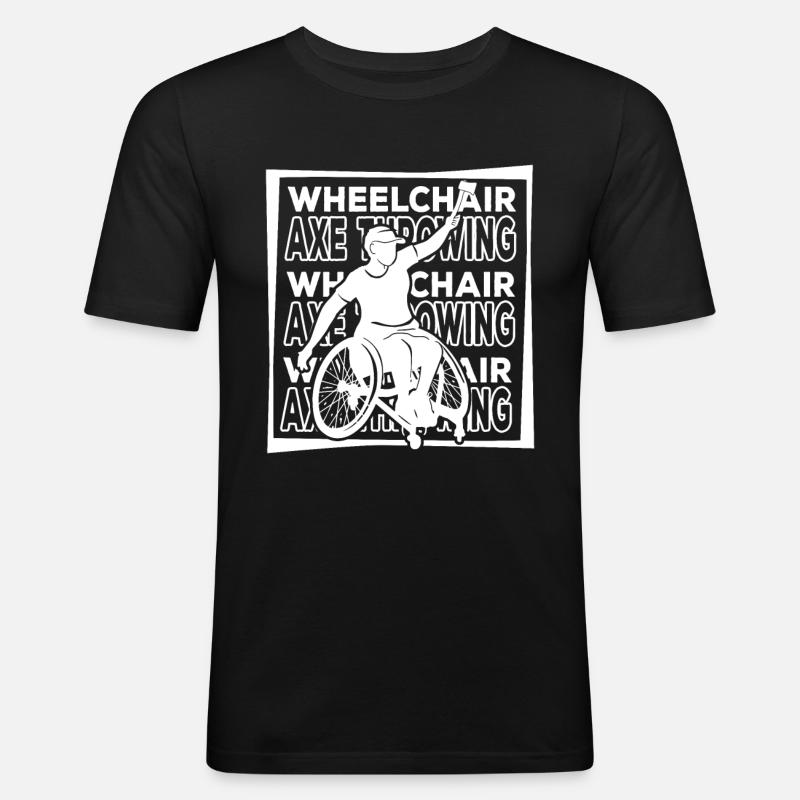 Axtwerfen Axtwerfer Rollstuhl - Männer Slim Fit T-Shirt - Schwarz