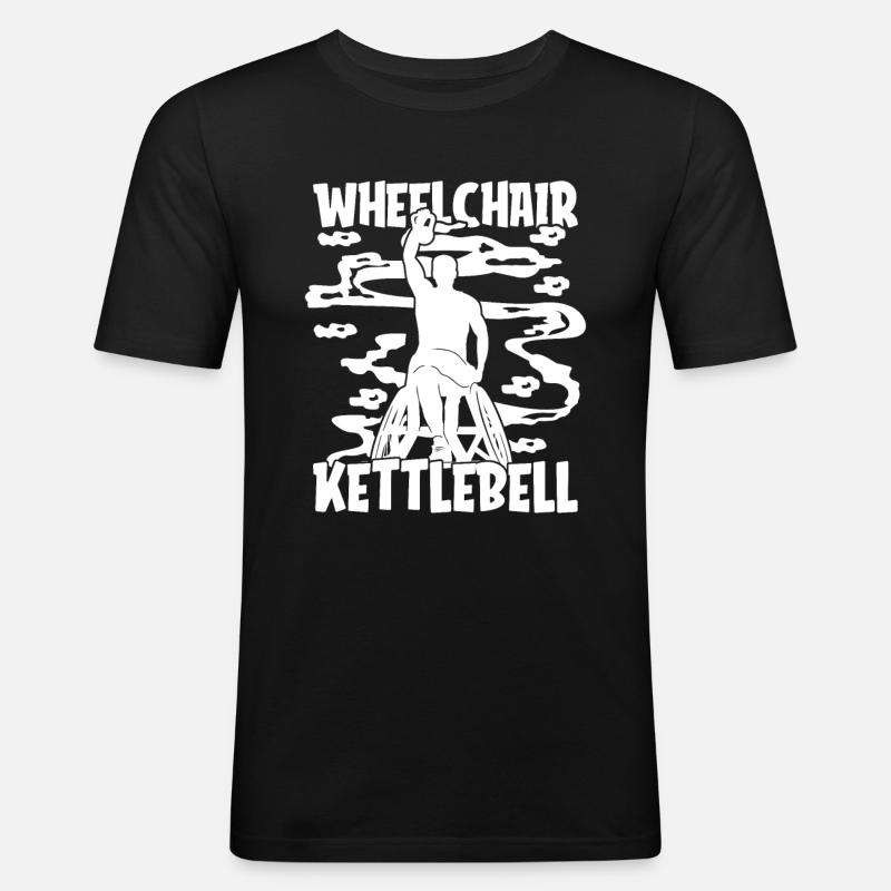 Kettlebell Rollstuhl - Männer Slim Fit T-Shirt - Schwarz