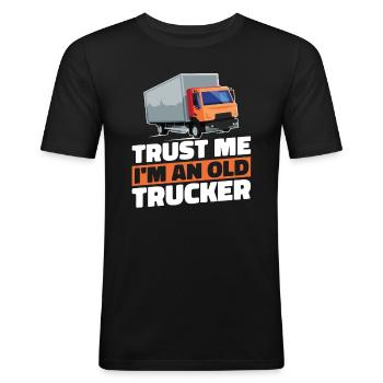 Lastbilchauffør Trucker Lastbilchauffør Sjov - Herre Slim Fit T-Shirt - sort - Foran - Nik (191cm)