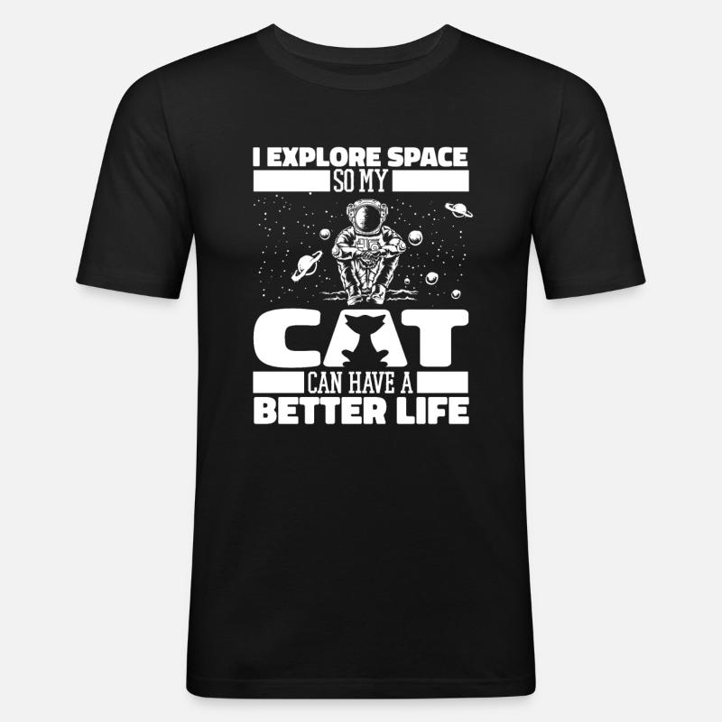 Space Space Cat Space Colonization - Men's Slim Fit T-Shirt - black