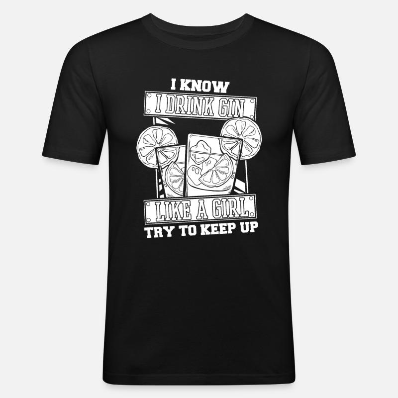 Gin Mädchen - Männer Slim Fit T-Shirt - Schwarz