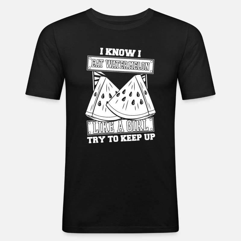 Wassermelone Mädchen - Männer Slim Fit T-Shirt - Schwarz