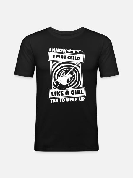 Cello Cellist Mädchen - Männer Slim Fit T-Shirt - Schwarz