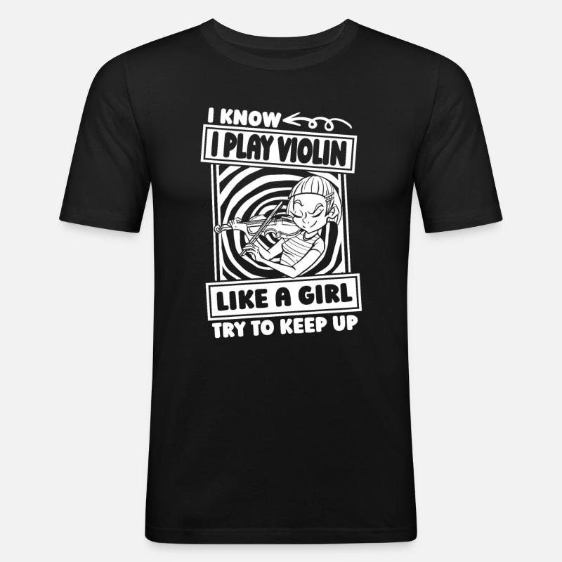 Violine Geige Mädchen - Männer Slim Fit T-Shirt - Schwarz