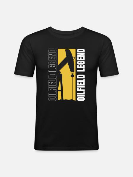 Ölfeld Bohrinsel Legende - Männer Slim Fit T-Shirt - Schwarz