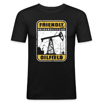 Ölfeld Bohrinsel Humor - Männer Slim Fit T-Shirt - Schwarz - Vorne - Nik (191cm)