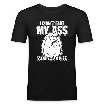 Hedgehog funny I didnt fart my butt blew you a kiss - Men's Slim Fit T-Shirt - black - Front - Nik (191cm)