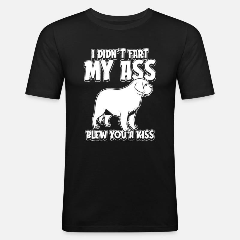 Bernhardiner Witzig - Männer Slim Fit T-Shirt - Schwarz