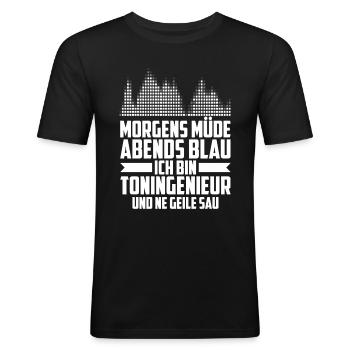 Tontechniker Toningenieur - Männer Slim Fit T-Shirt - Schwarz - Vorne - Nik (191cm)
