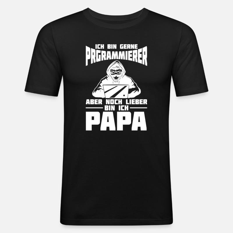 Entwickler Coder Programmierer Vater - Männer Slim Fit T-Shirt - Schwarz