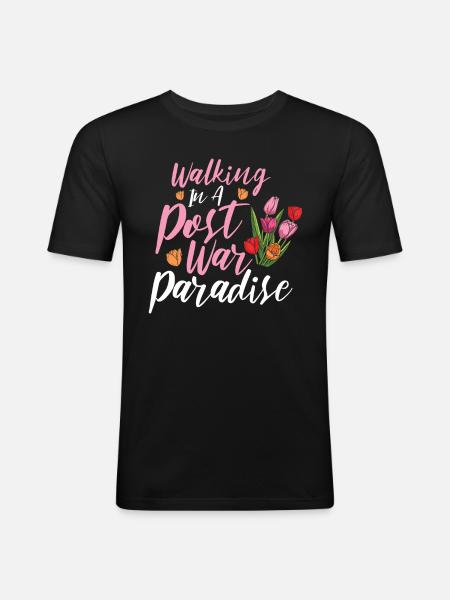 Tulipes Paradis Tulipes - T-shirt près du corps Homme - noir