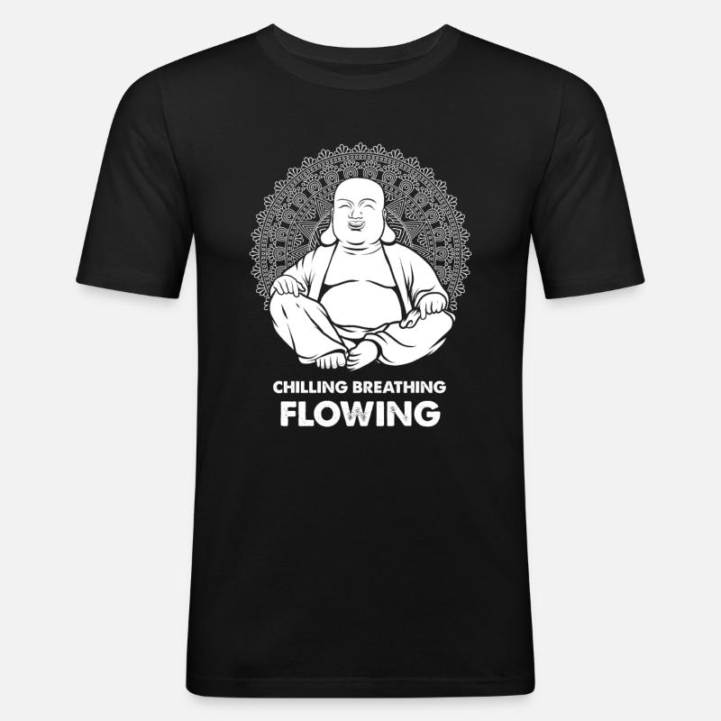Buddha Buddhist Lustig - Männer Slim Fit T-Shirt - Schwarz
