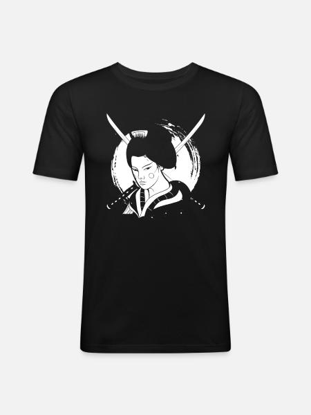 Geisha Katana - Men's Slim Fit T-Shirt - black