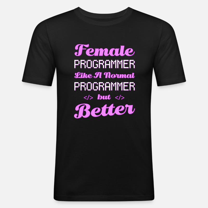 Developer Coder Programmer Female - Men's Slim Fit T-Shirt - black