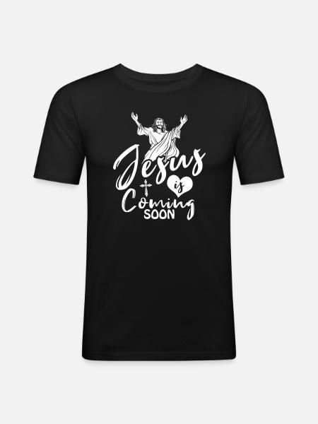 Christ Christianisme Jésus revient bientôt - T-shirt près du corps Homme - noir