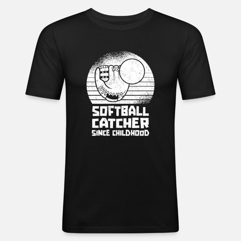 Softball Fänger - Männer Slim Fit T-Shirt - Schwarz