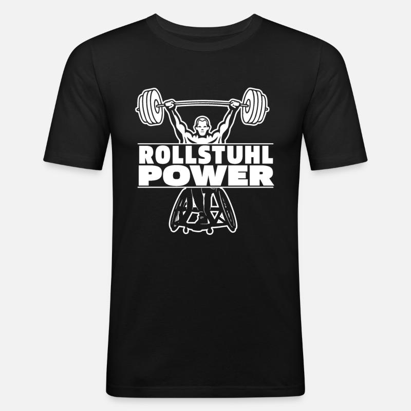 Rollstuhl Rollstuhlfahrer Leistung - Männer Slim Fit T-Shirt - Schwarz