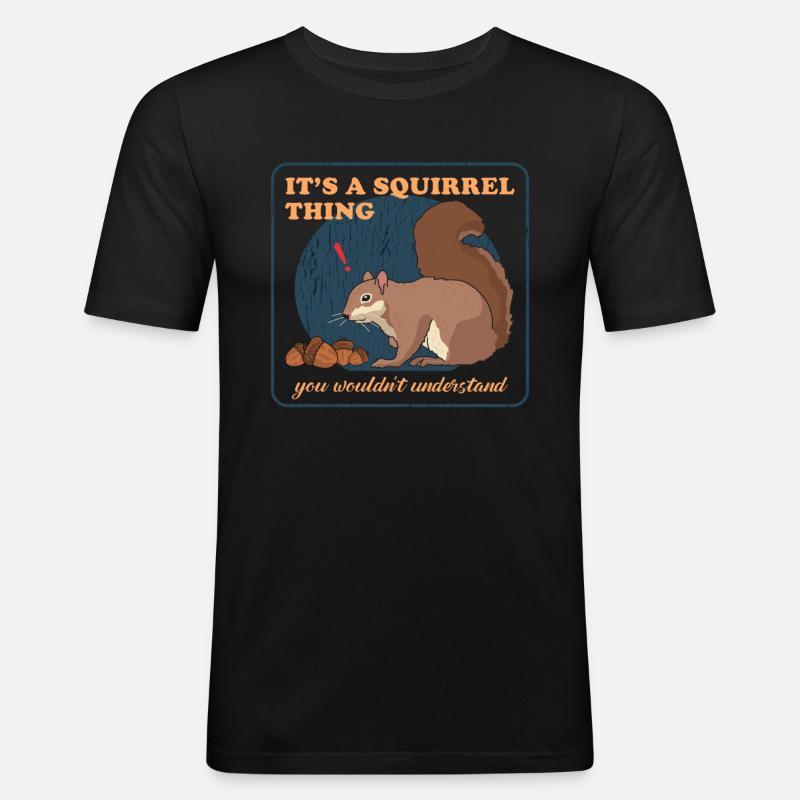 Süßes Eichhörnchen Grauhörnchen Hörnchen Geschenk - Männer Slim Fit T-Shirt - Schwarz