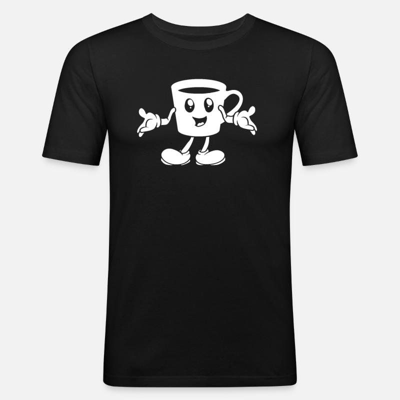 Kaffee Cafe Emoticon - Männer Slim Fit T-Shirt - Schwarz
