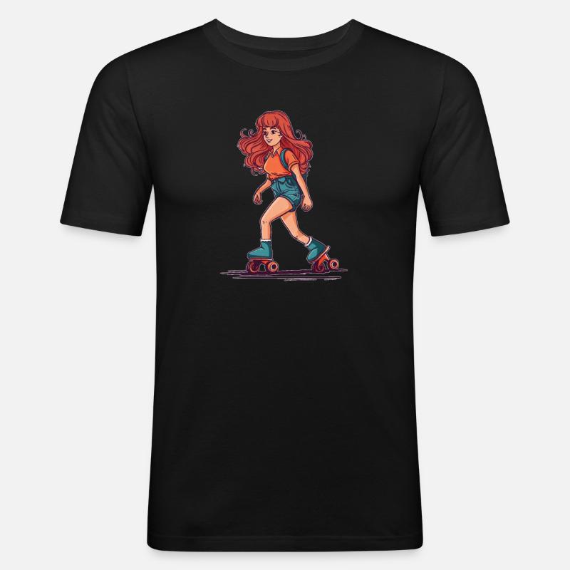 Rollschuhe Rollschuhlaufen Rollschuhmädchen - Männer Slim Fit T-Shirt - Schwarz