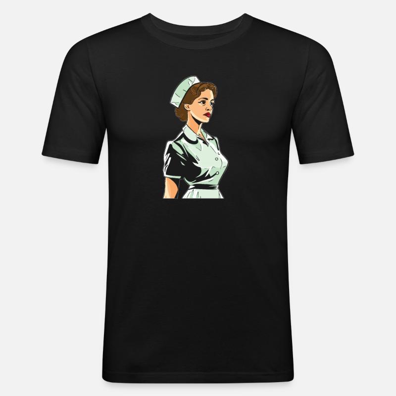 Krankenschwester - Männer Slim Fit T-Shirt - Schwarz