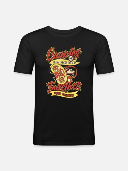 Couple de joueurs - T-shirt près du corps Homme - noir