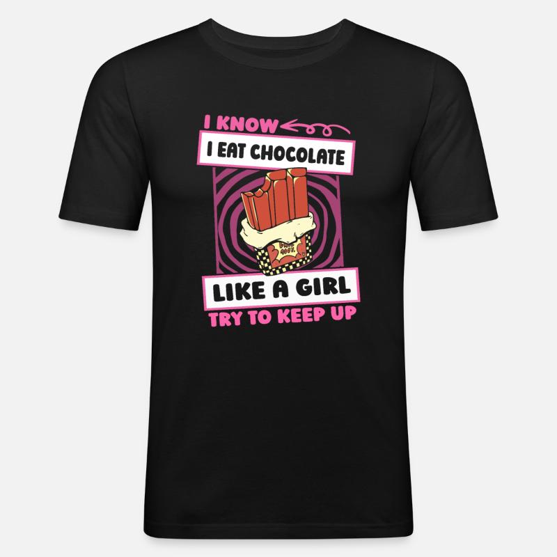 Schokolade Schoki Witzig - Männer Slim Fit T-Shirt - Schwarz