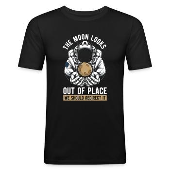 Détournement astroïde de l’espace et de la Lune - T-shirt près du corps Homme - noir - Devant - Nik (191cm)
