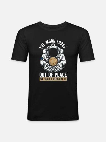 Space Space Moon Astroid Diversion - Men's Slim Fit T-Shirt - black