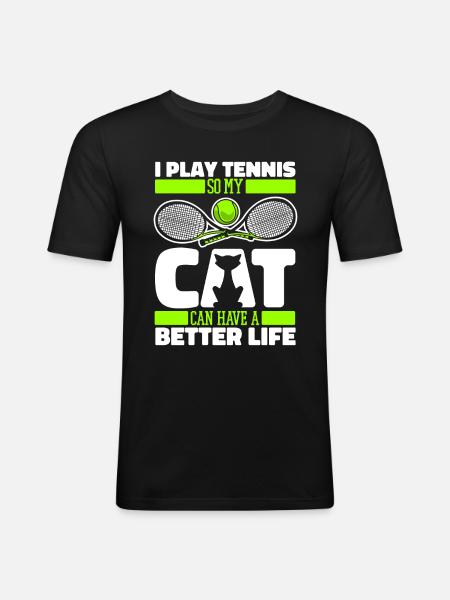 Tennis Cat - Men's Slim Fit T-Shirt - black