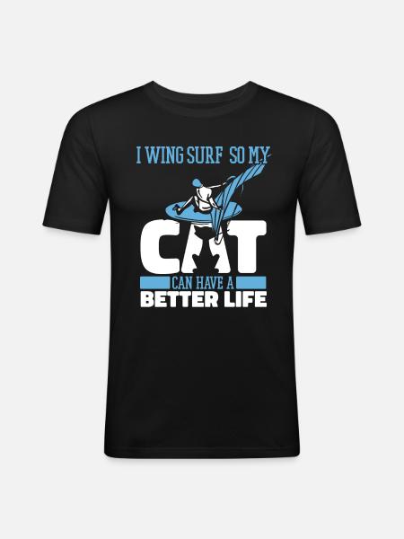 Wing Surf Wing Foil Cat - Men's Slim Fit T-Shirt - black