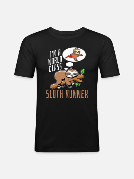 Sloth Runner Sloth Runs - Men's Slim Fit T-Shirt - black
