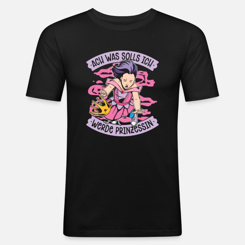 Prinzessin Krone - Männer Slim Fit T-Shirt - Schwarz