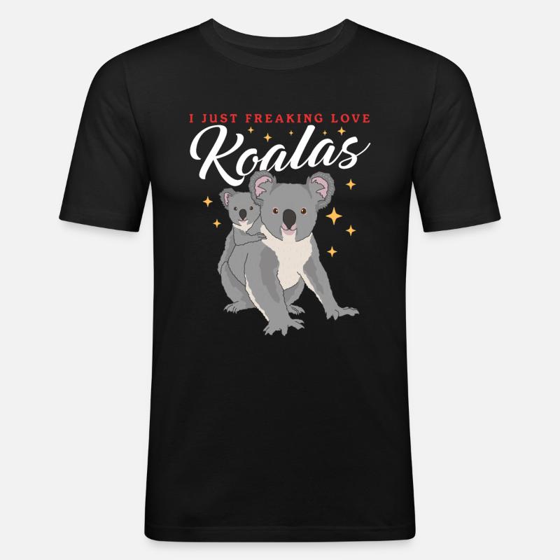 Koala Koalas Koalabär Koalabären Geschenk - Männer Slim Fit T-Shirt - Schwarz